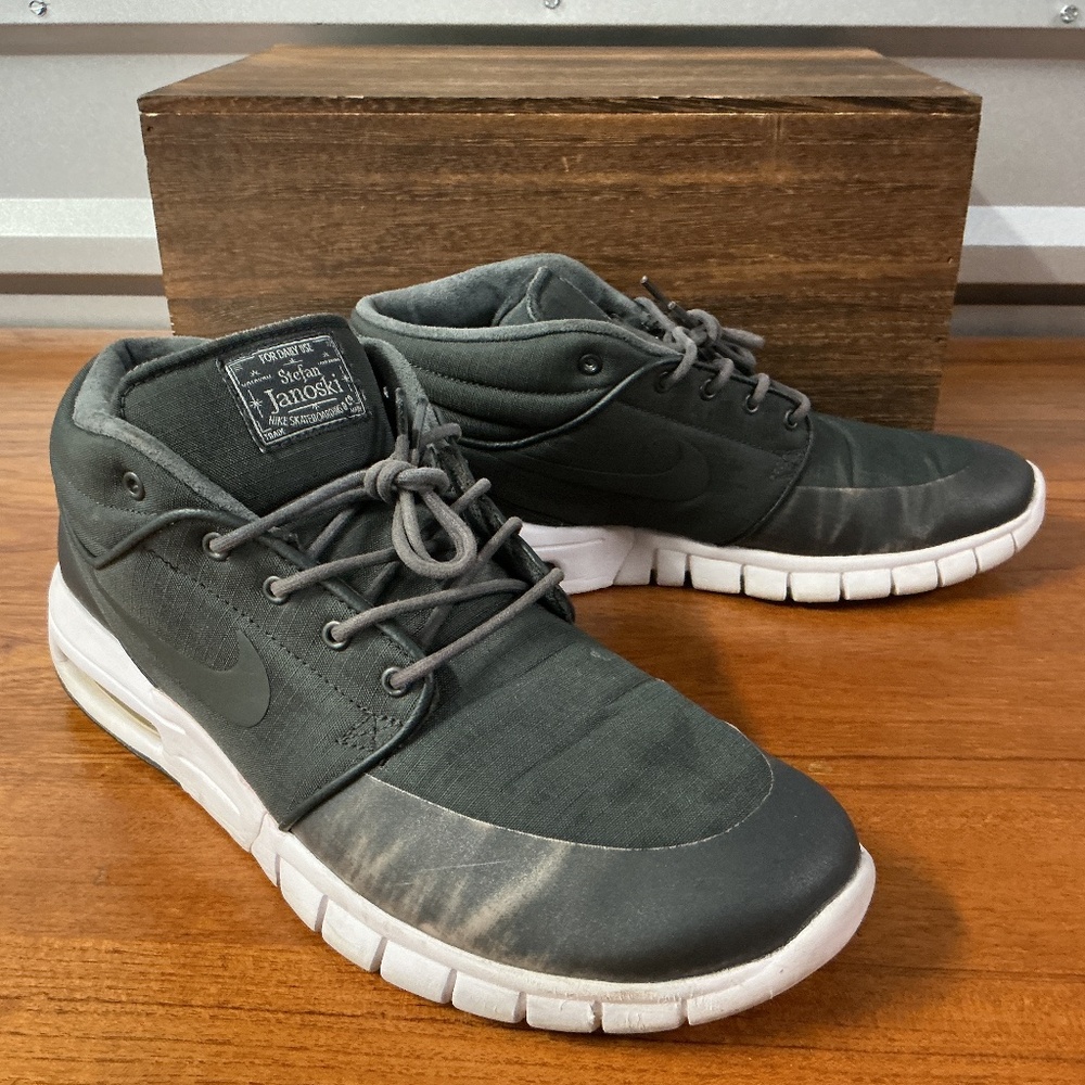 Nike SB Stefan Janoski Max Mid Gray Skateboard Shoe 807507-002 Size 10